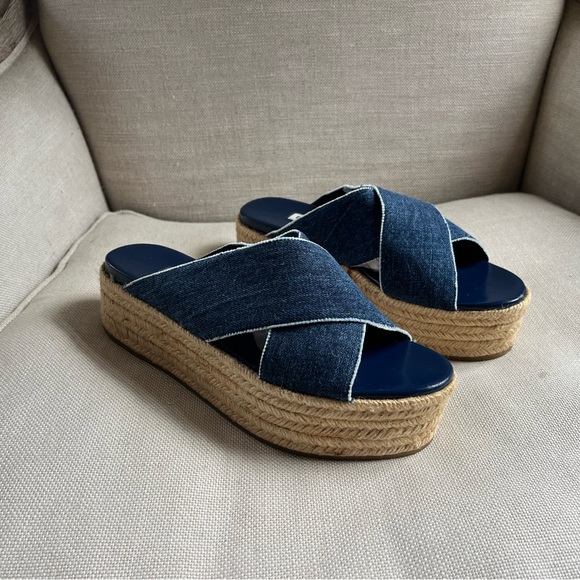 Miu Miu Sandals Espadrille Flatform Blue Denim US 9 39 - Picture 2 of 9